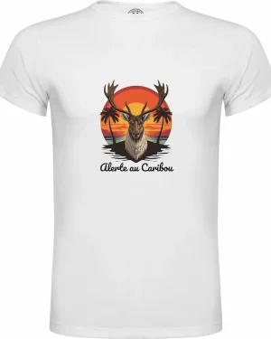 T-shirt Alerte au Caribou – Humour Décalé & Style Tropical - Floc and Press