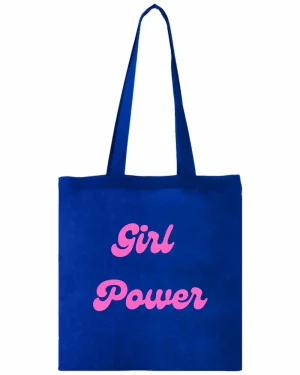 Tote Bag "Girl Power" Bleu & Rose - Look Rétro | Floc and Press